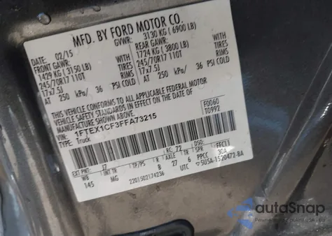 2015 Ford F-150 Xlt z USA, uszkodzony, nr VIN 1FTEX1CF3FFA73215